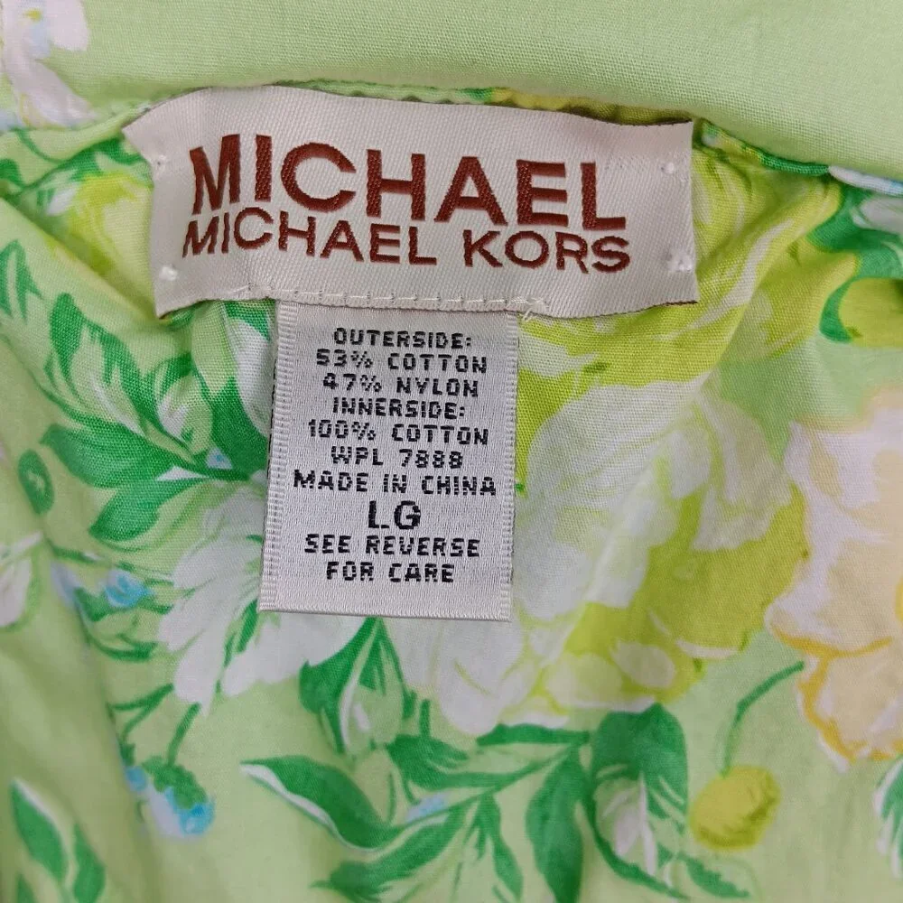 MICHAEL KORS Women's Reversible Spring Green And Floral Trench Coat Size L